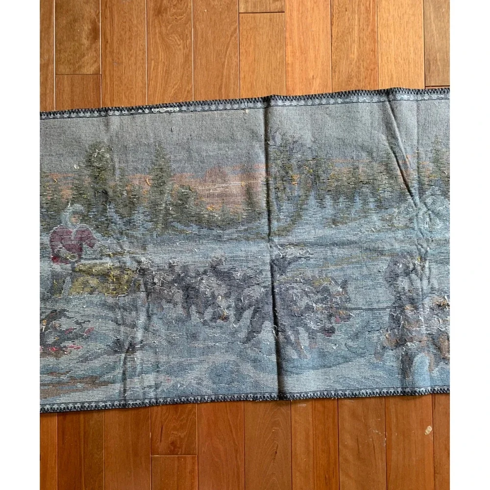 Vintage Italian Tapestry Wall Hanging Rustic Cabin Decor‎ 1960s